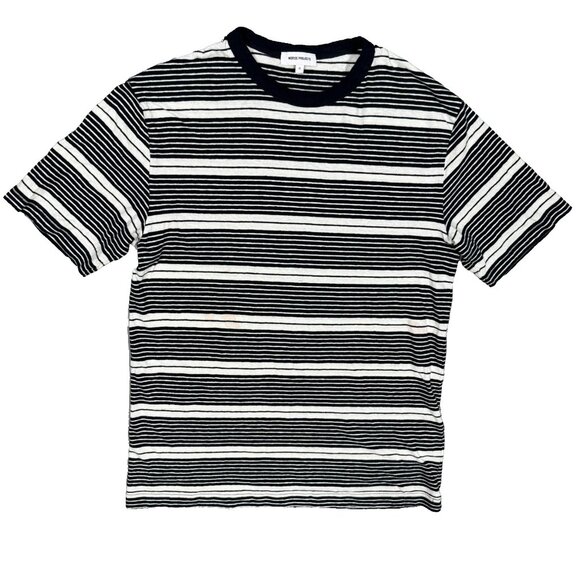 Norse Projects Cotton Linen T-Shirt Short Sleeve Striped Crewneck XS - Picture 1 of 8